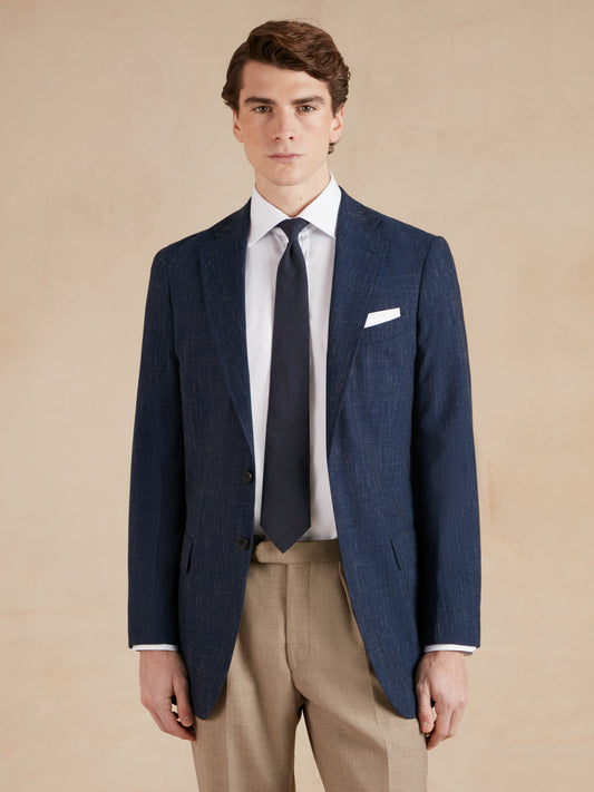 Unstructured Jacket Wool Linen Blend - Blue