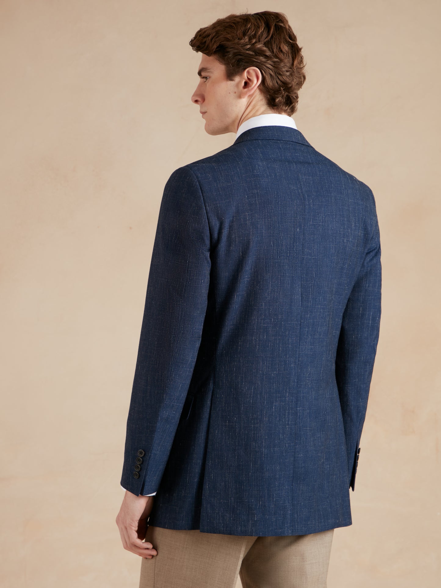 Unstructured Jacket Wool Linen Blend - Blue