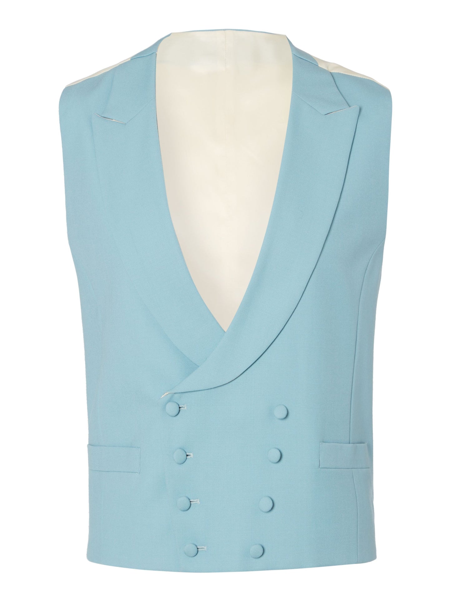 Double Breasted Wool Waistcoat - Sky