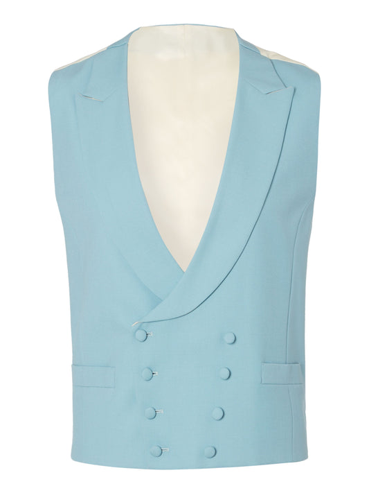 Double Breasted Wool Waistcoat - Sky