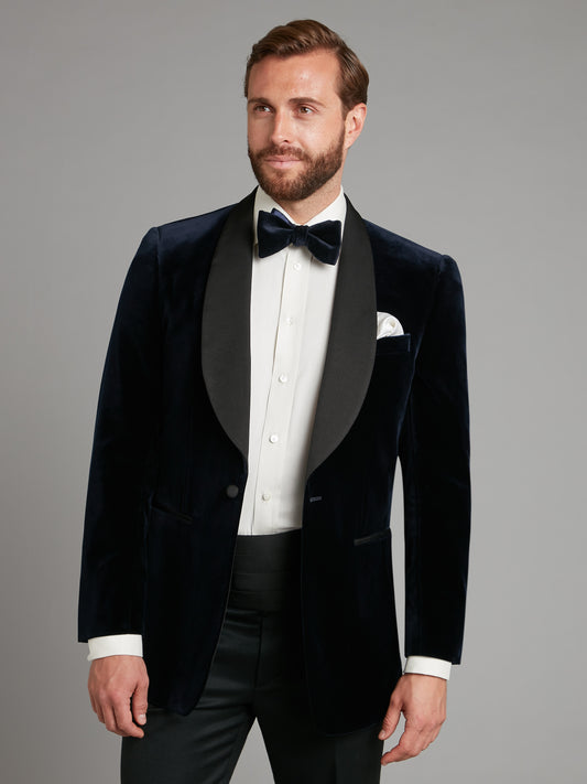 Whittaker Smoking Jacket - Navy Velvet