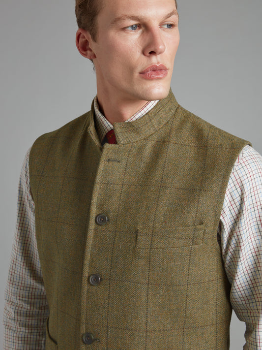 Gilet - Moss Windowpane Tweed