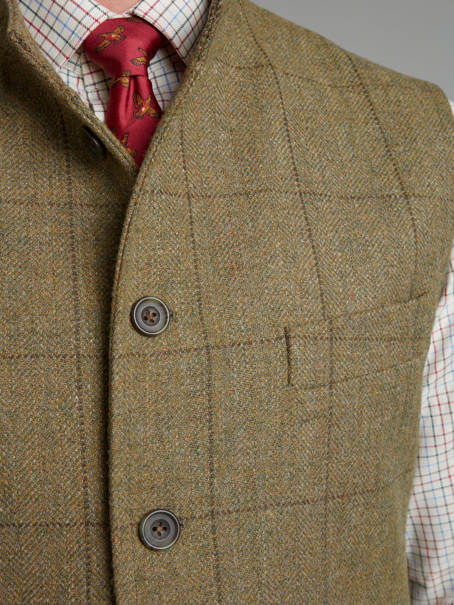 Gilet - Moss Windowpane Tweed