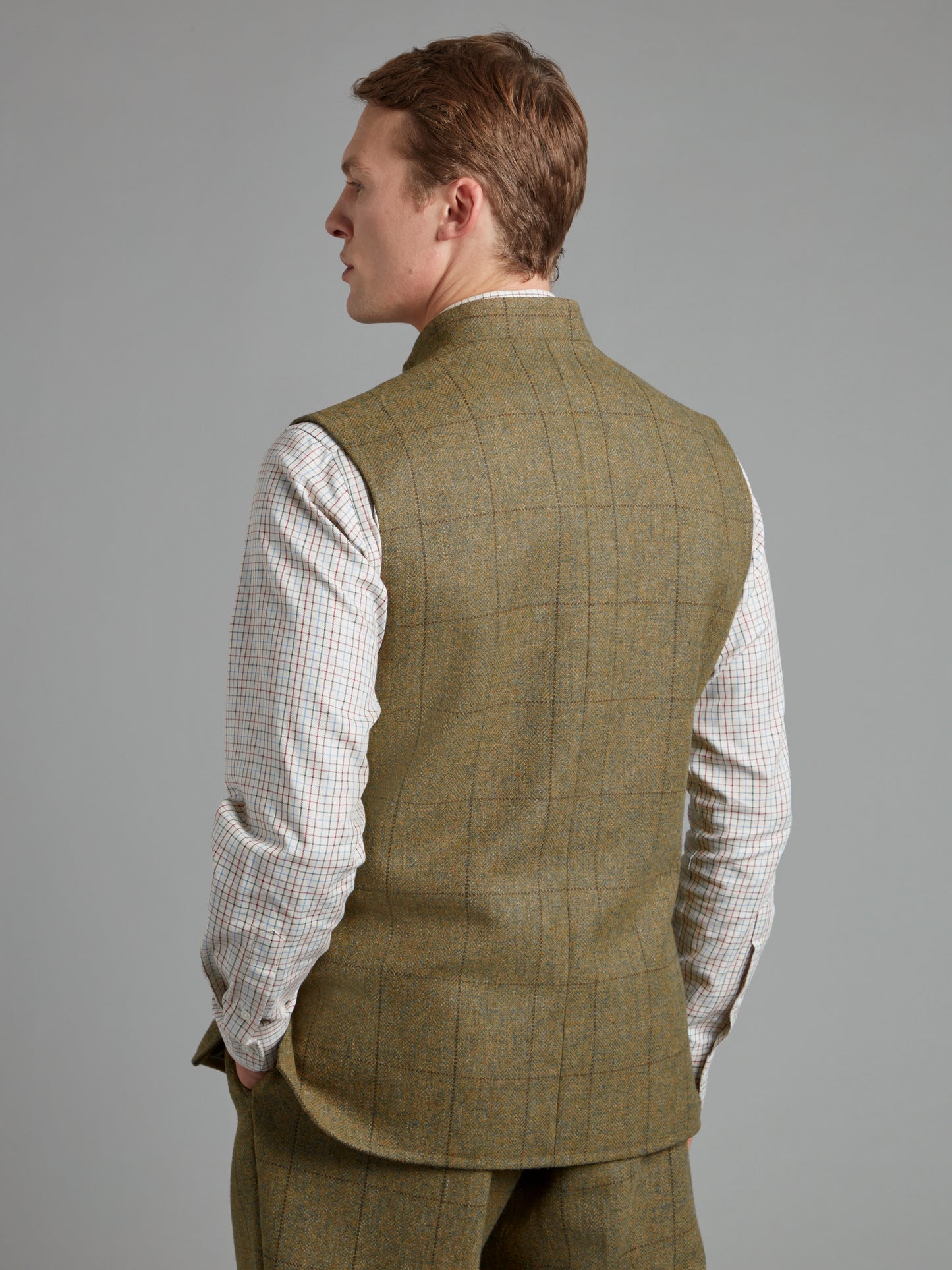 Gilet - Moss Windowpane Tweed