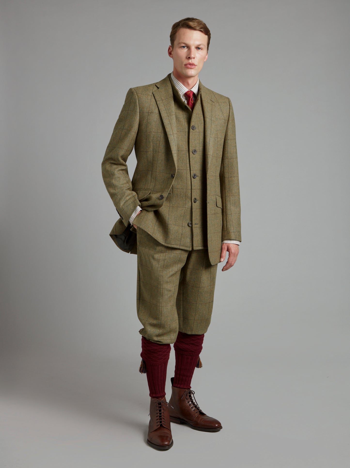 Gilet - Moss Windowpane Tweed