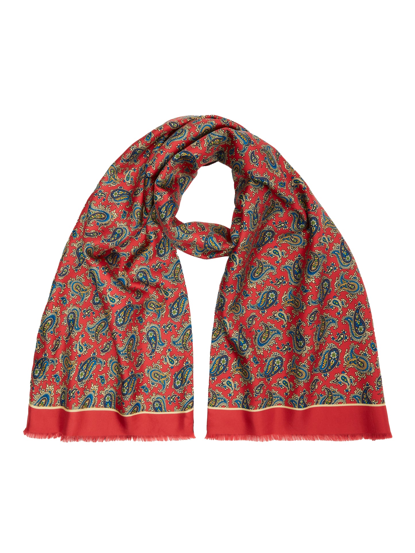 Wool & Silk Scarf, Paisley - Red