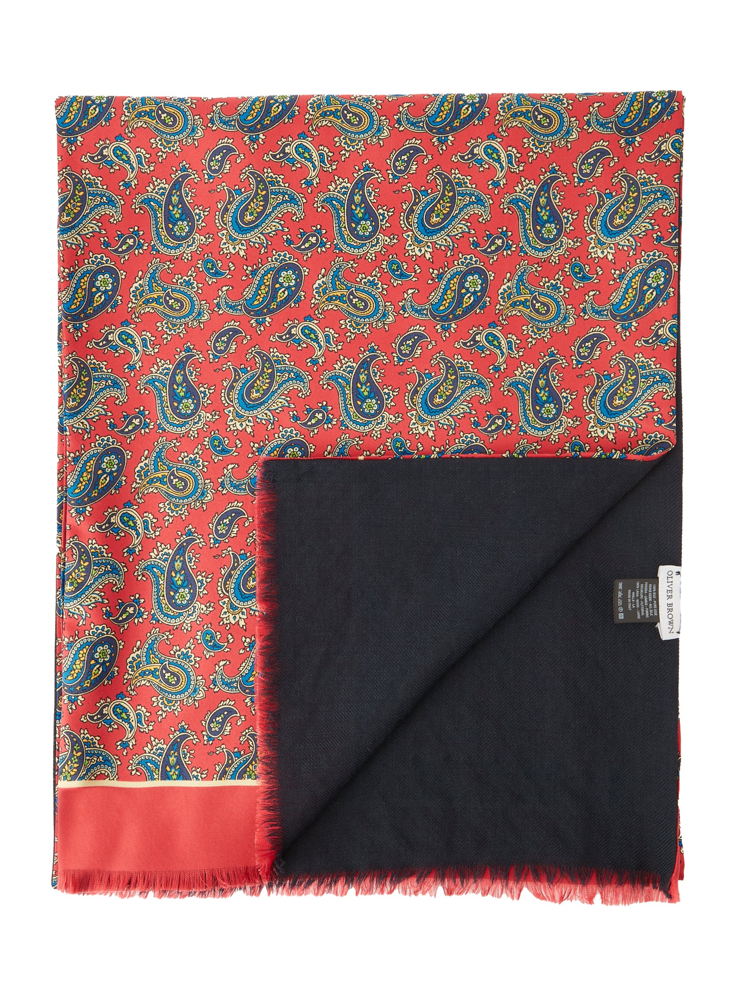 Wool & Silk Scarf, Paisley - Red