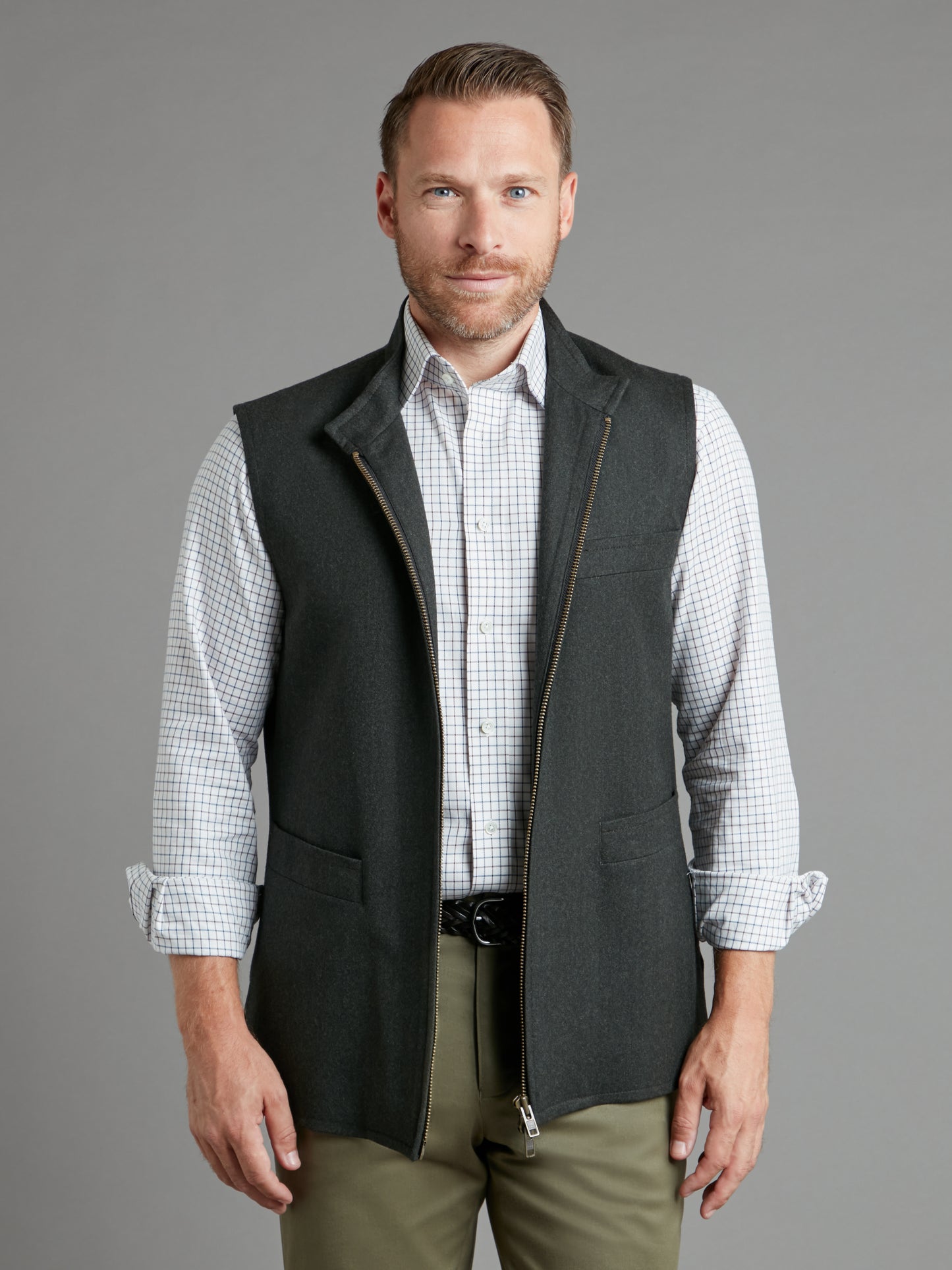 Zip Up Gilet - Dark Grey Drago Flannel