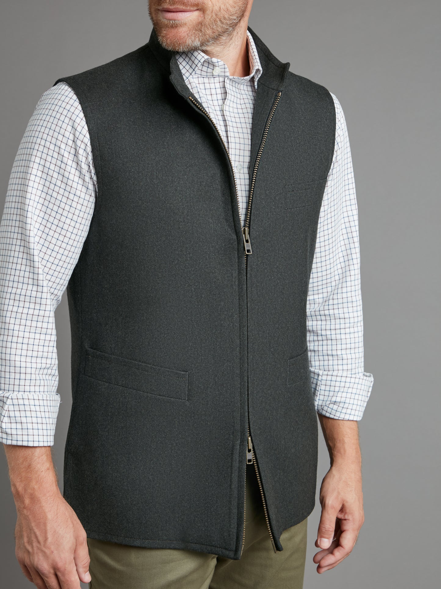 Zip Up Gilet - Dark Grey Drago Flannel