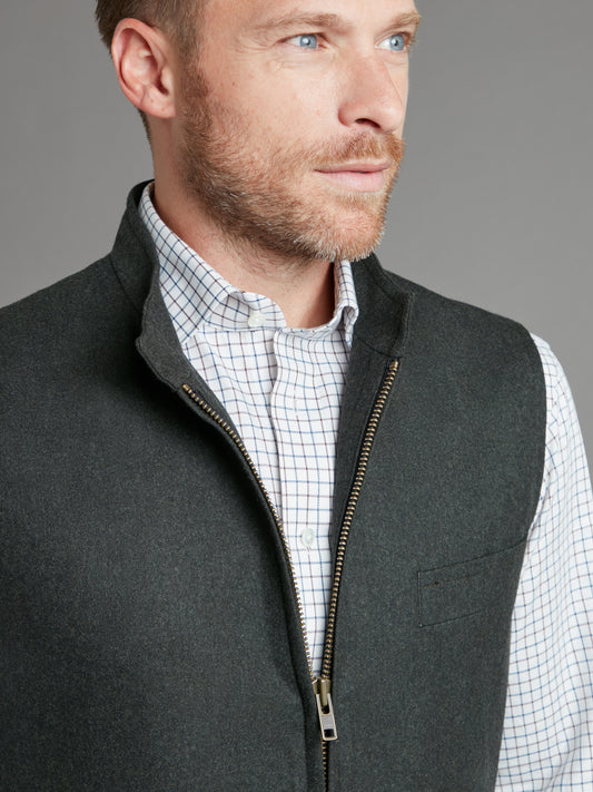 Zip Up Vest - Dark Grey Drago Flannel