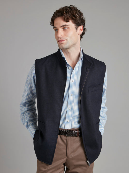 Zip Up Gilet - Navy Drago Flannel