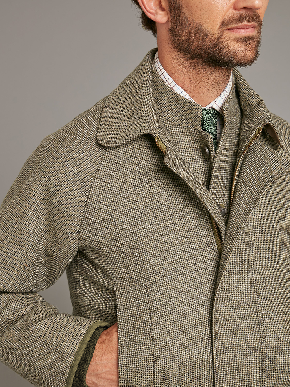 Field Coat - Sage Nailhead Tweed