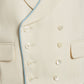 Double Breasted Wool Waistcoat With Piping - Cream