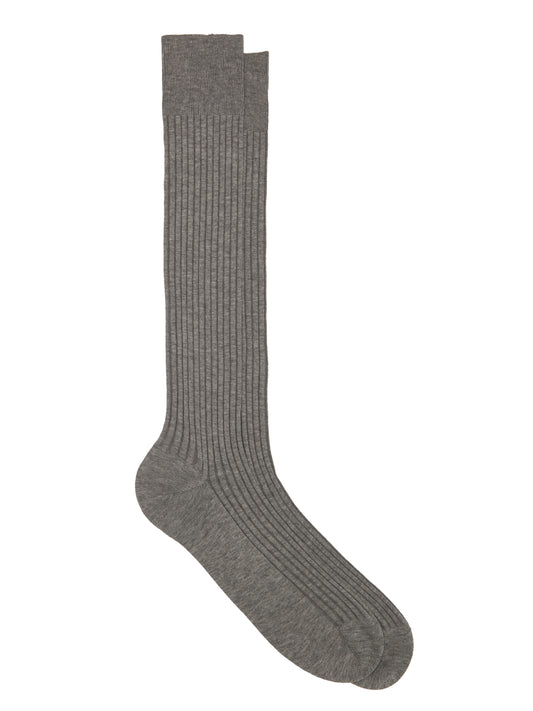 Long Pantherella Cotton Socks - Mid Grey