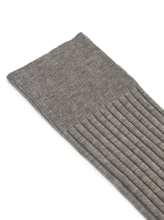 Long Pantherella Cotton Socks - Mid Grey