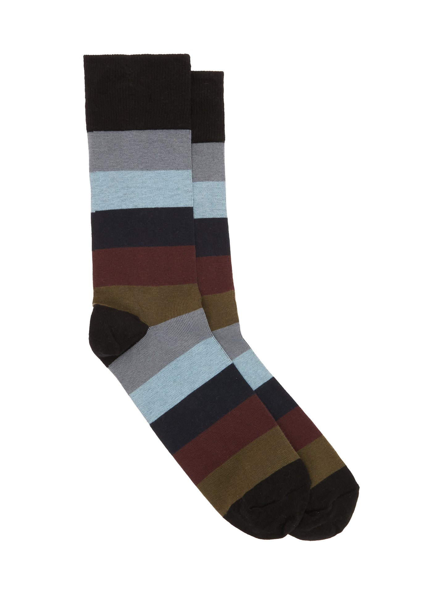 Multi Stripe Hoop Socks Black