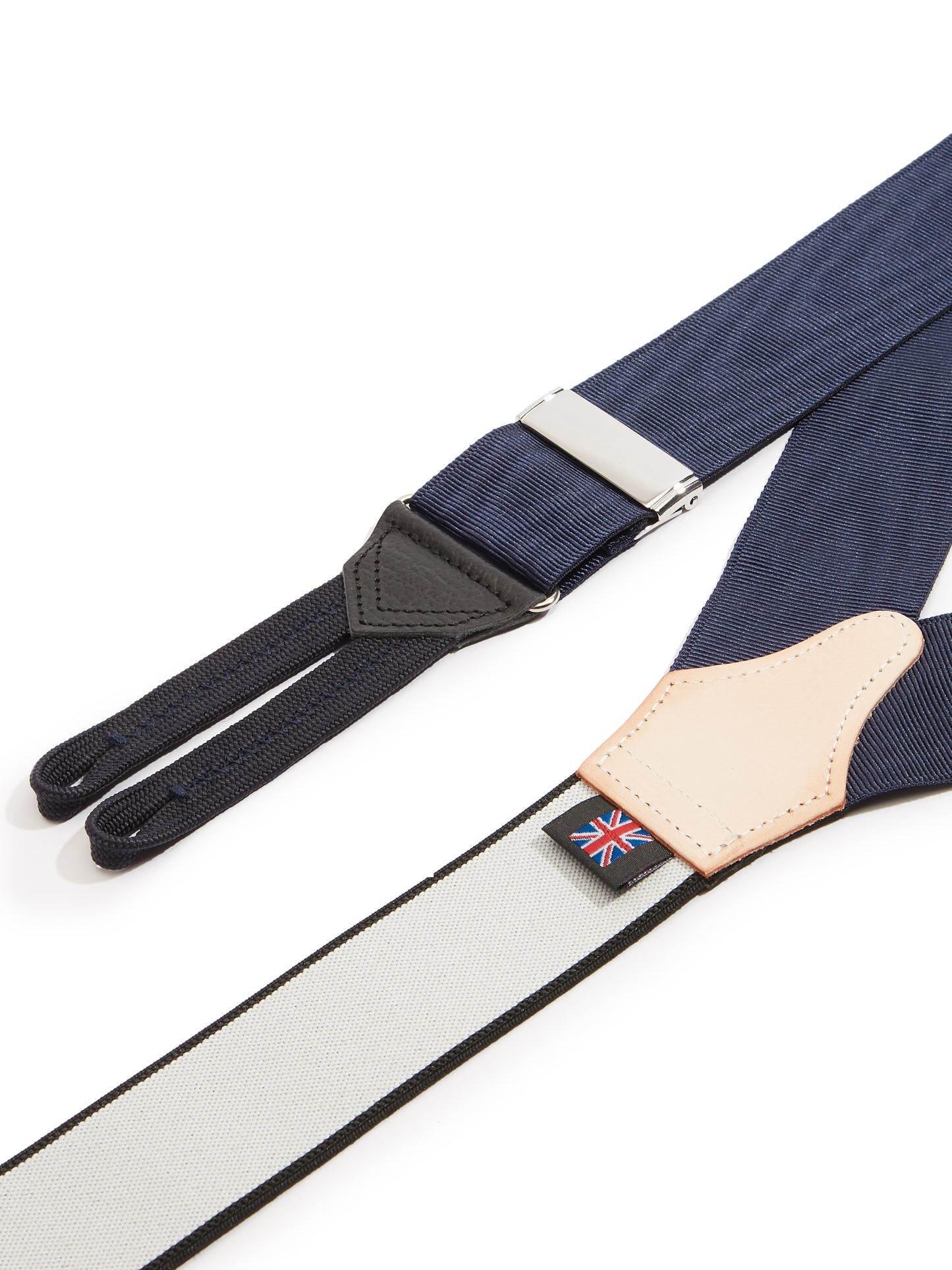 Moire Silk Braces - Navy