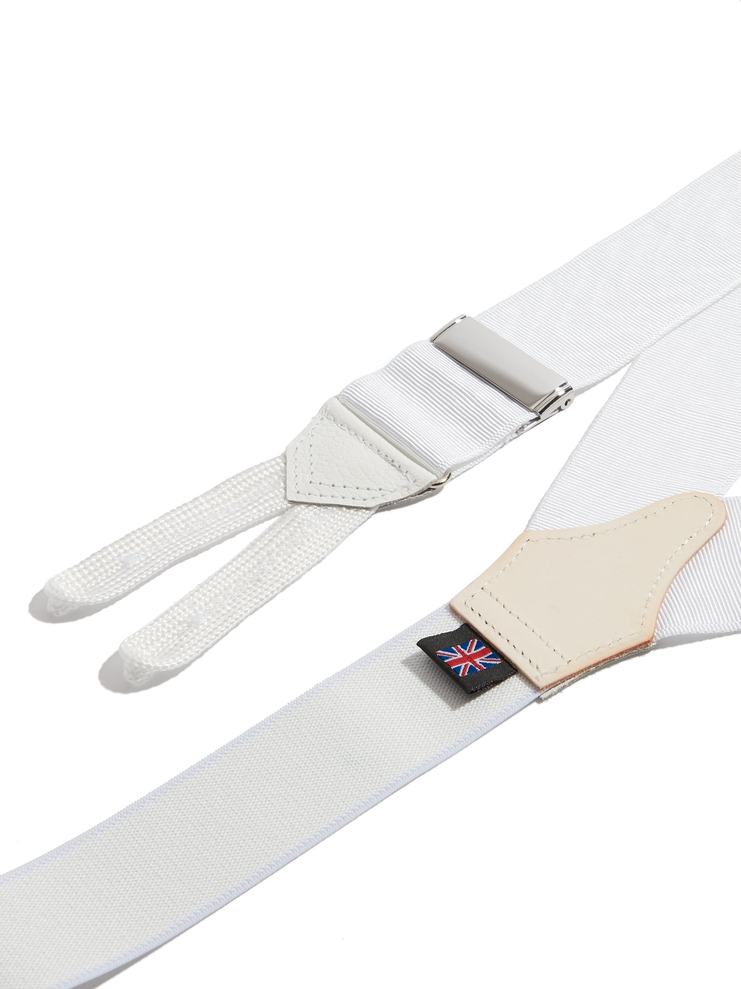 Moire Silk Braces - White