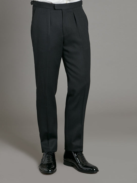 Flat Front Dinner Trousers - Bamboo Black