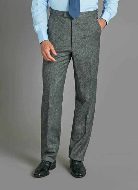 Pleated Morning Trousers - Flecked Mid Grey