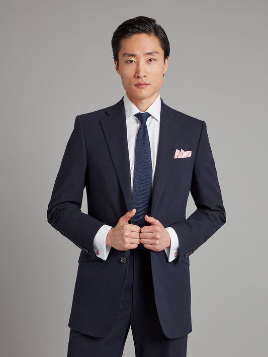 Eaton Suit Seersucker - Navy