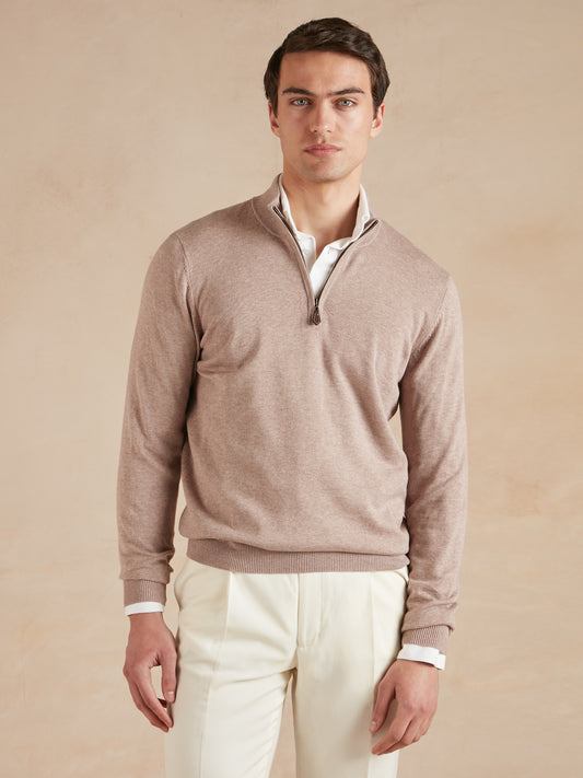 Quarter-Zip Jumper - Beech Brown