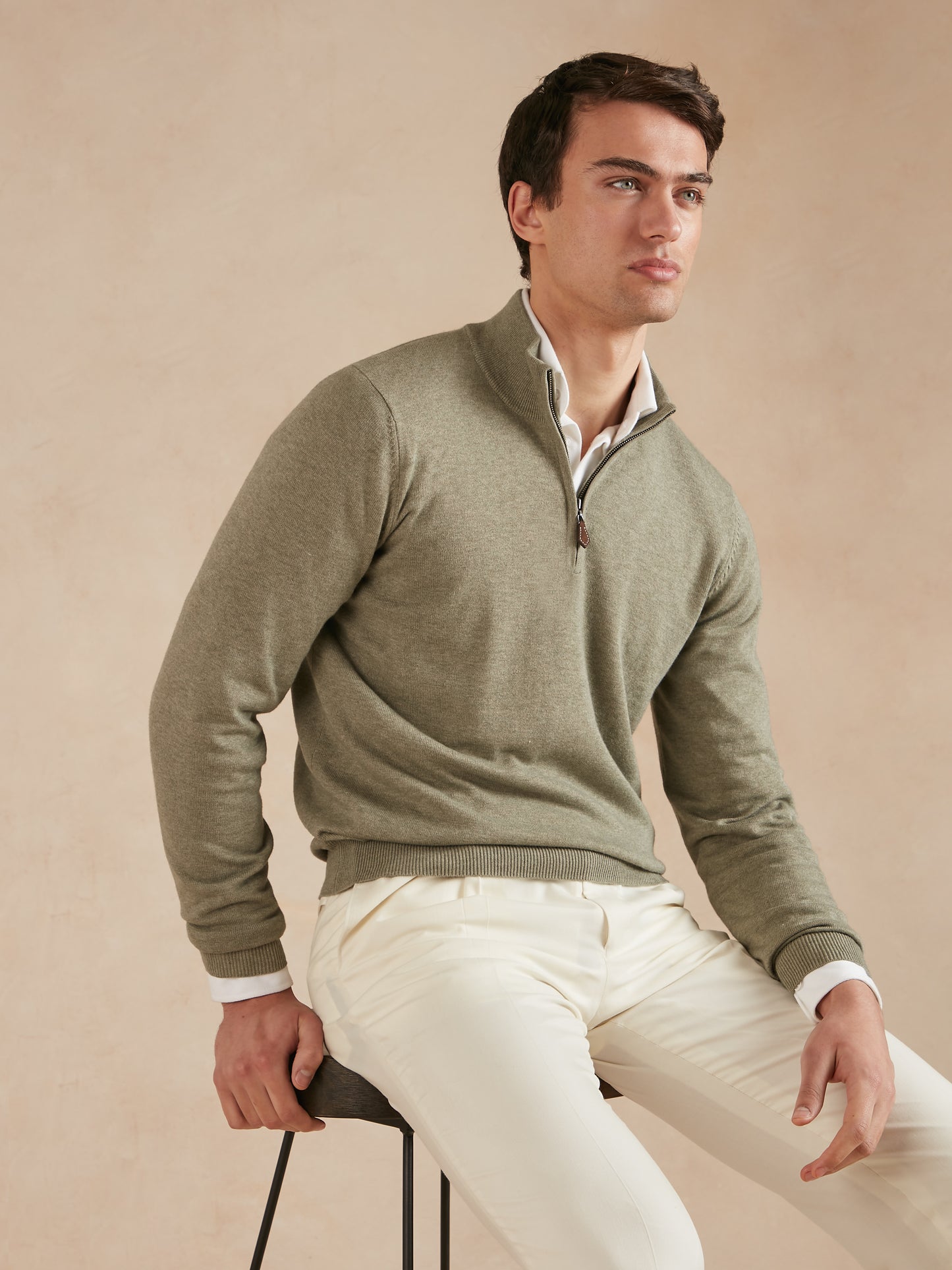 Quarter-Zip Jumper - Sage Green