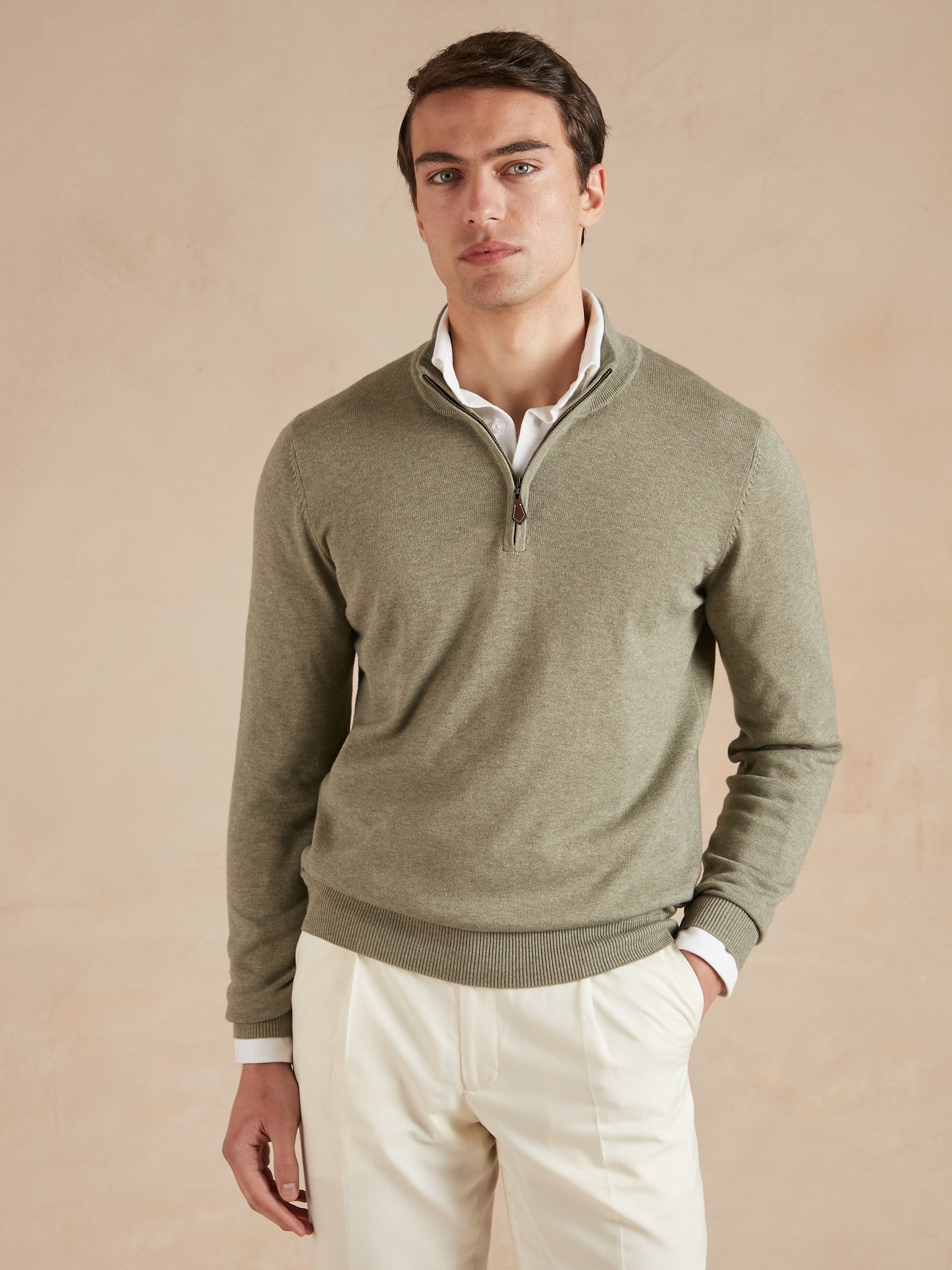 Quarter-Zip Jumper - Sage Green