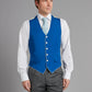 Single Breasted Wool Waistcoat With Piping - Royal Blue