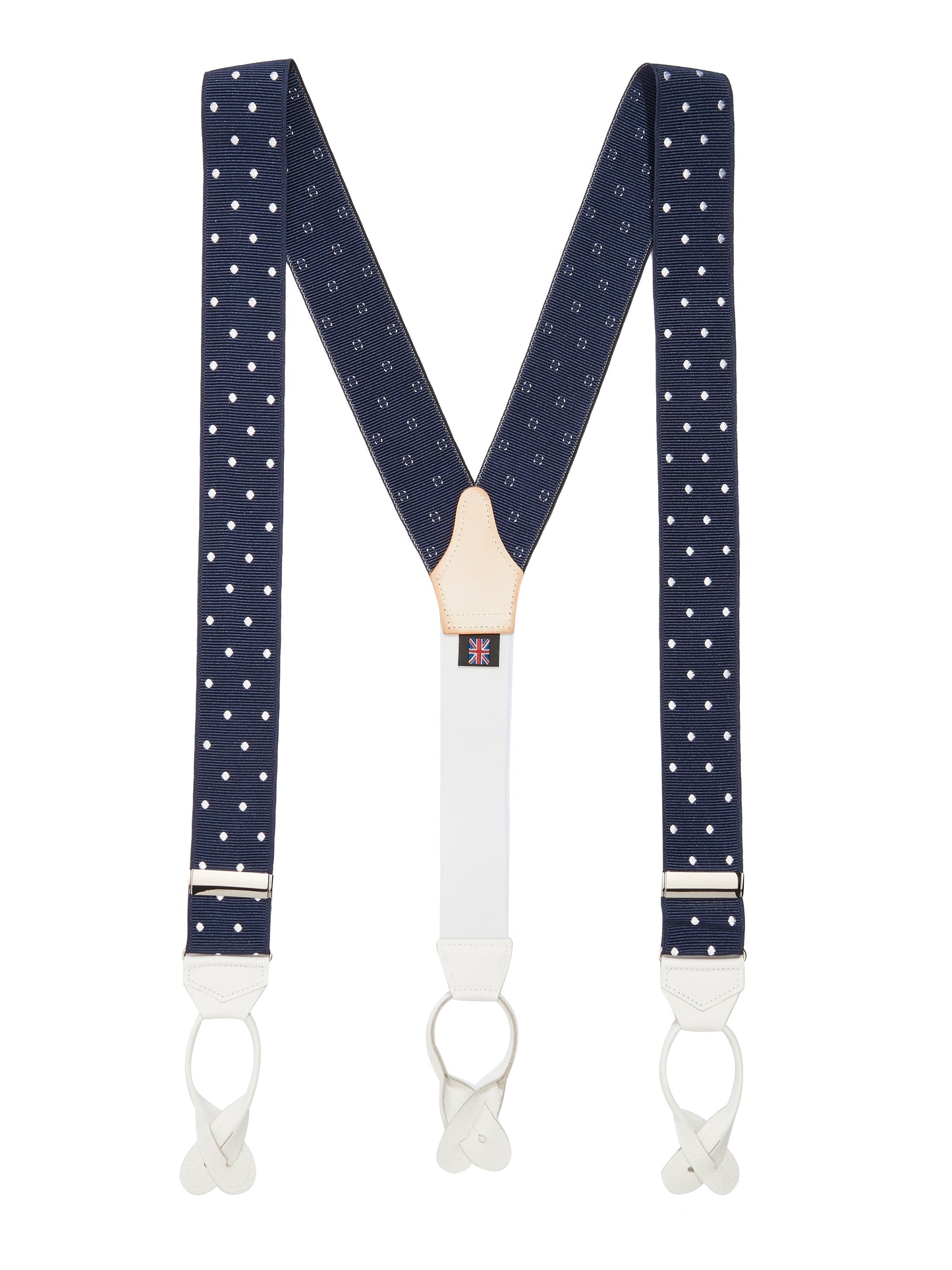 Woven Braces, Spotted - Navy/White