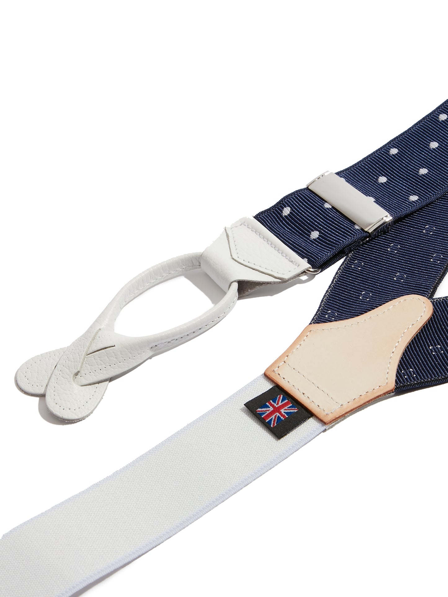 Woven Braces, Spotted - Navy/White