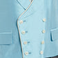 Double Breasted Silk Waistcoat With Piping - Blue