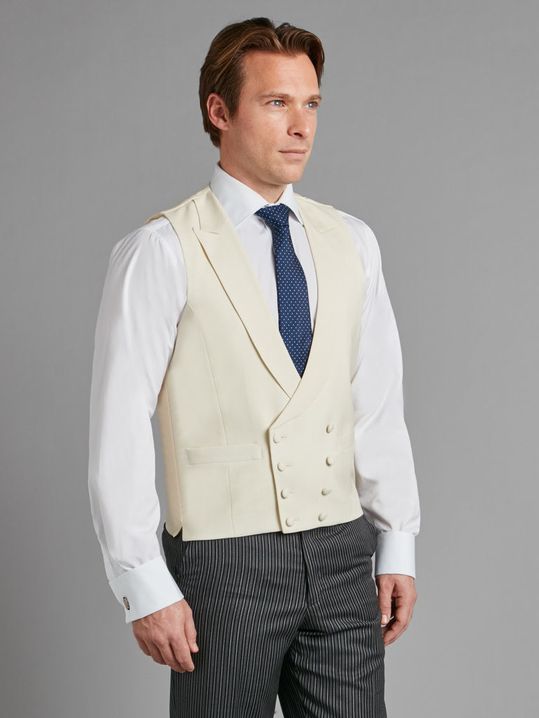 Double Breasted Wool Vest - Cream