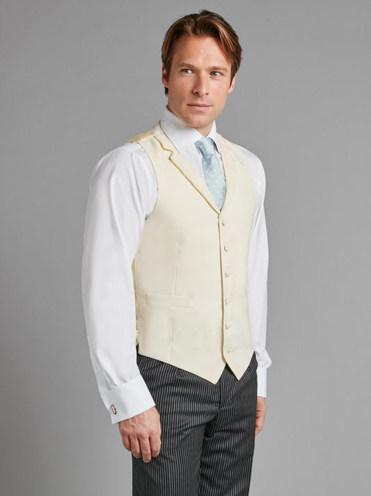 Single Breasted Wool Waistcoat - Cream