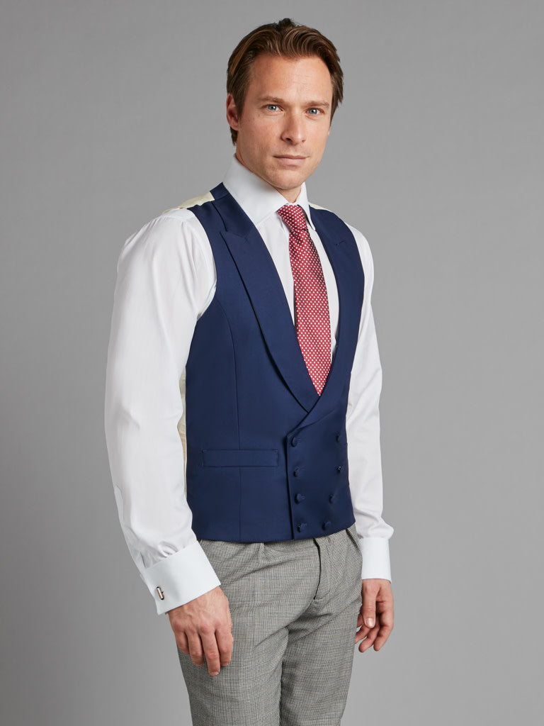 Double Breasted Wool Waistcoat - Navy