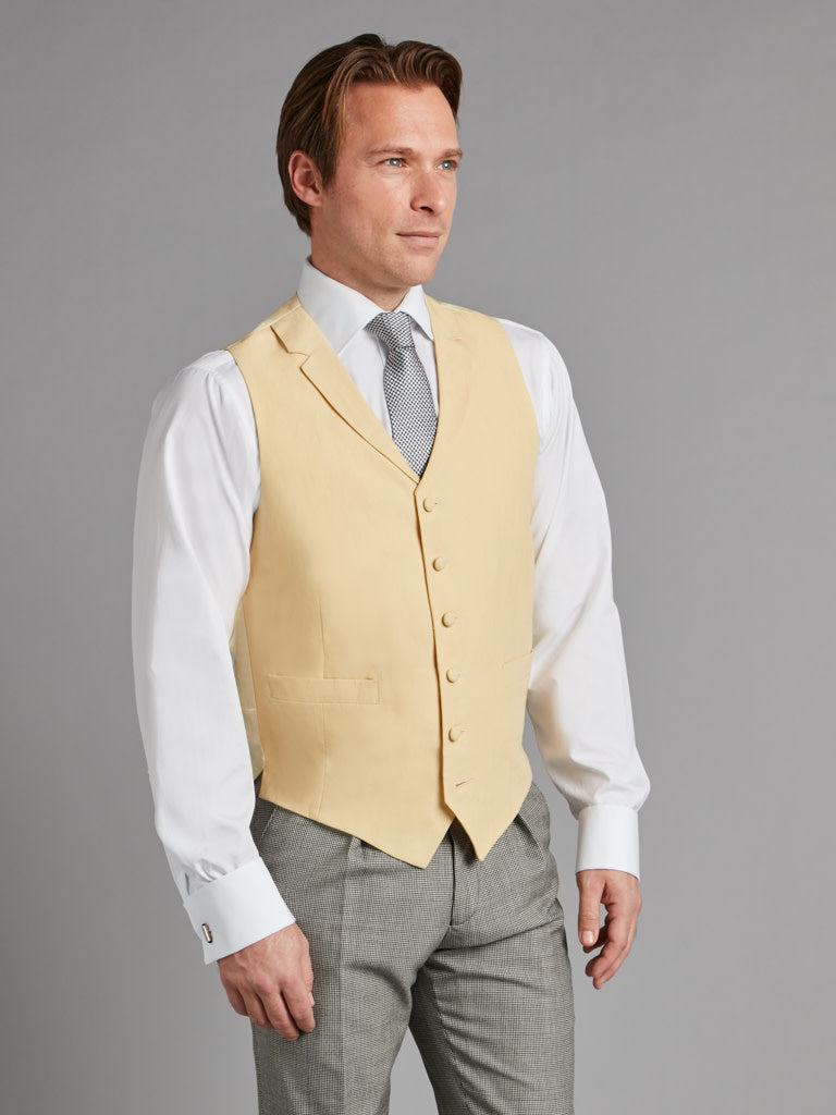 Single Breasted Linen Vest - Yellow