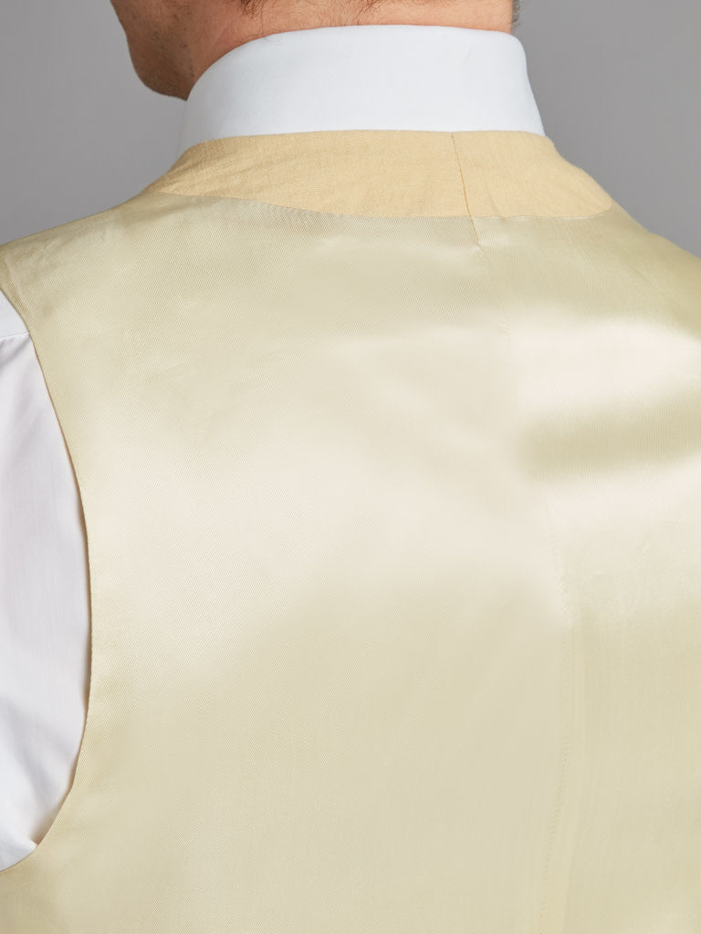 Single Breasted Linen Vest - Yellow