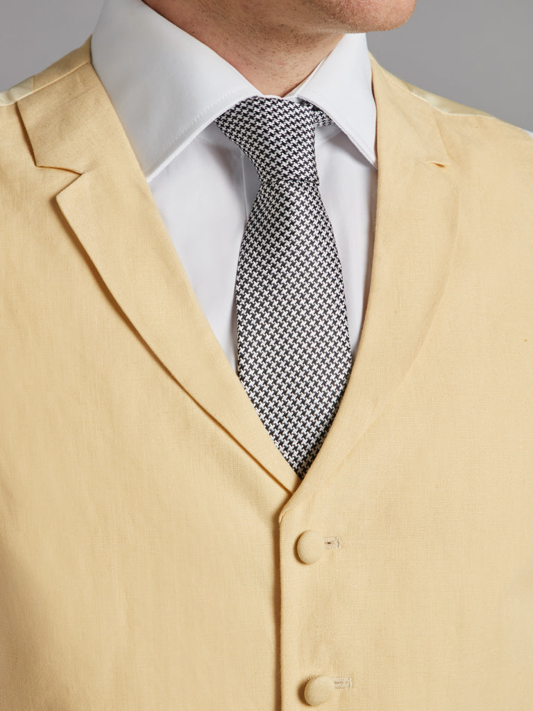 Single Breasted Linen Vest - Yellow