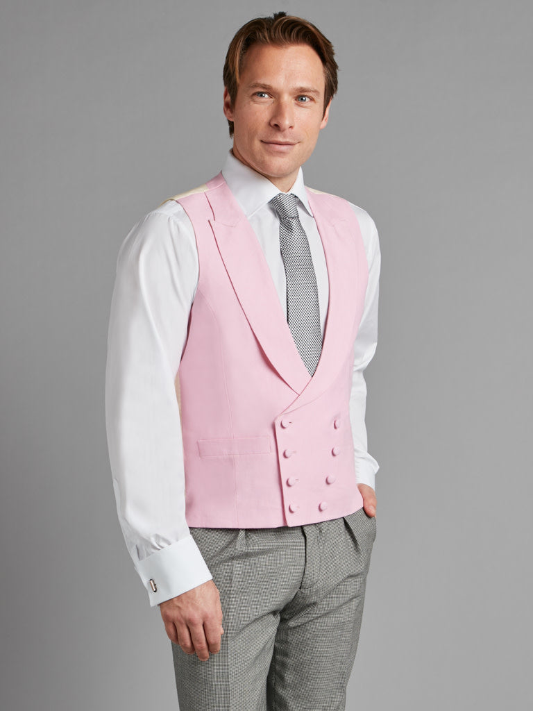 Double Breasted Linen Vest - Pink