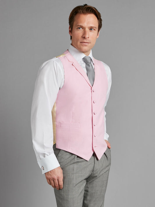 Single Breasted Linen Waistcoat - Pink