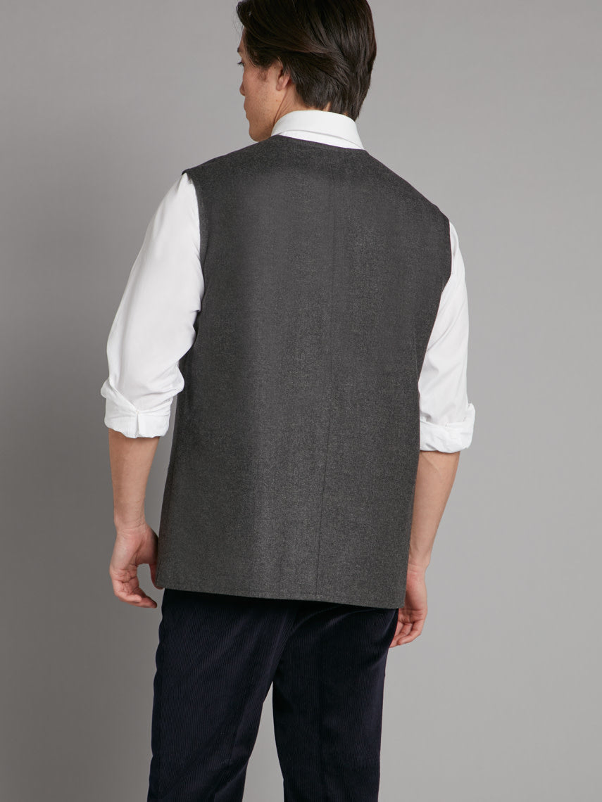 Collarless Gilet - Grey Cashmere Blend