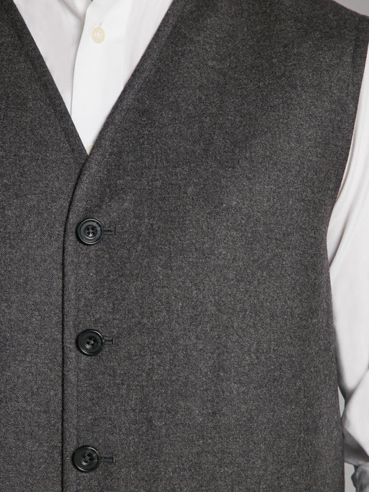 Collarless Gilet - Grey Cashmere Blend