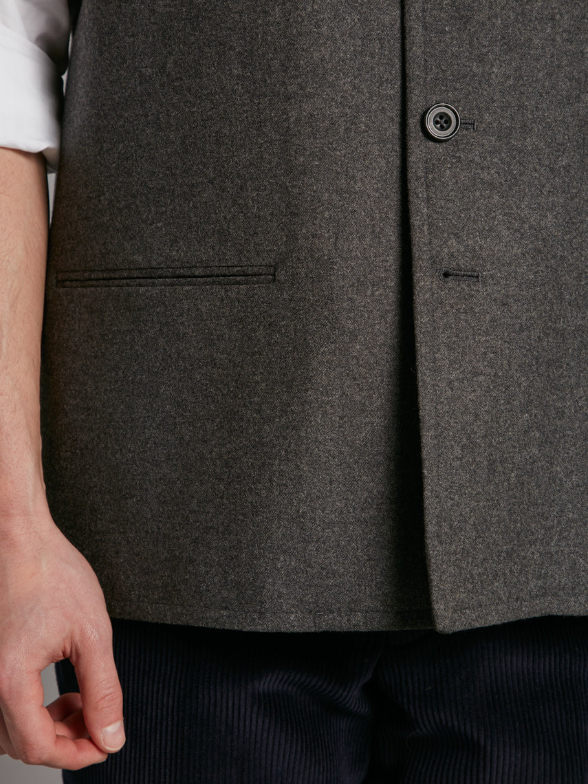 Collarless Gilet - Grey Cashmere Blend