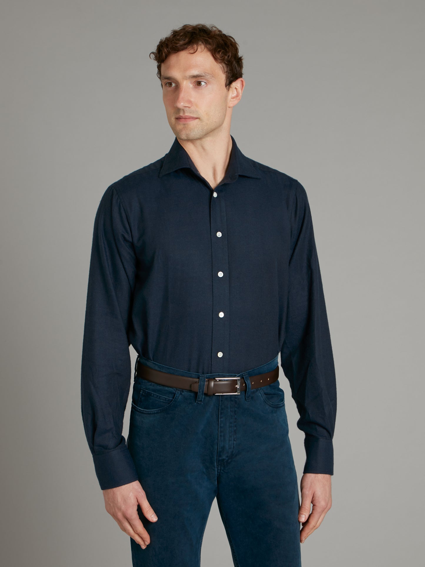 Regular Fit Shirt - Brushed Cotton Midnight