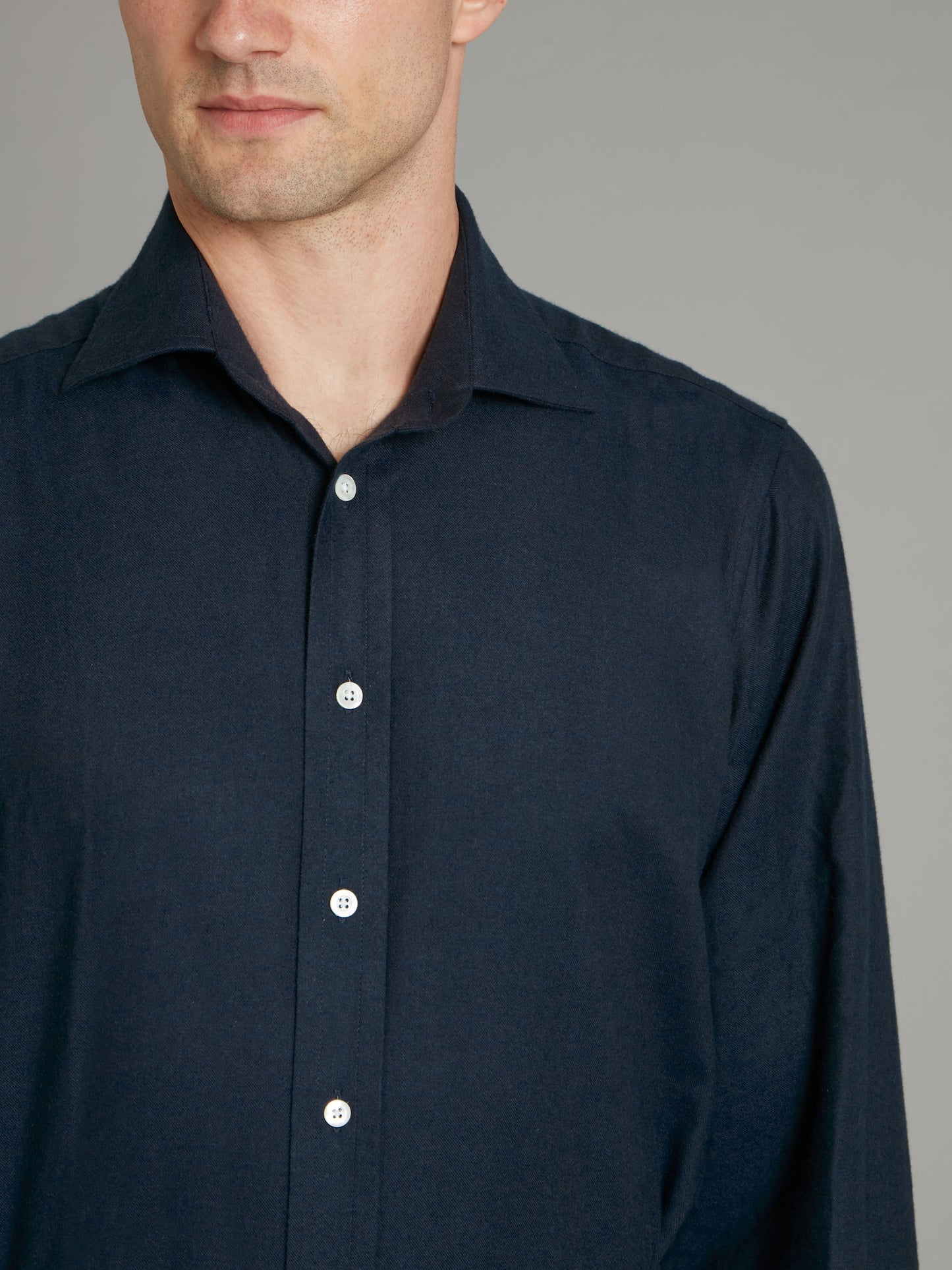 Regular Fit Shirt - Brushed Cotton Midnight