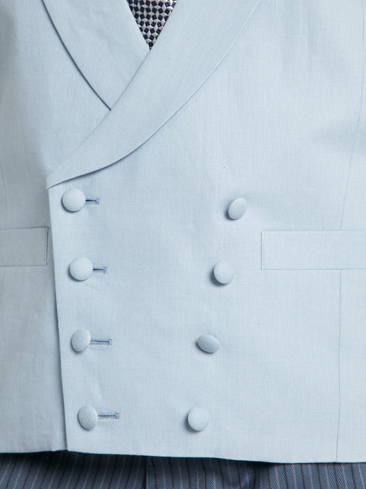 Double Breasted Linen Waistcoat - Pale Blue