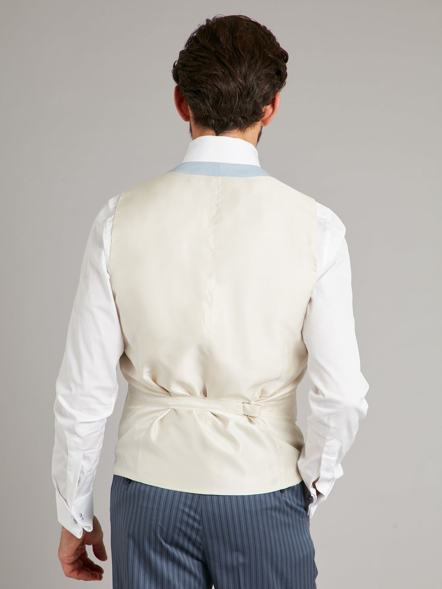 Double Breasted Linen Waistcoat - Pale Blue