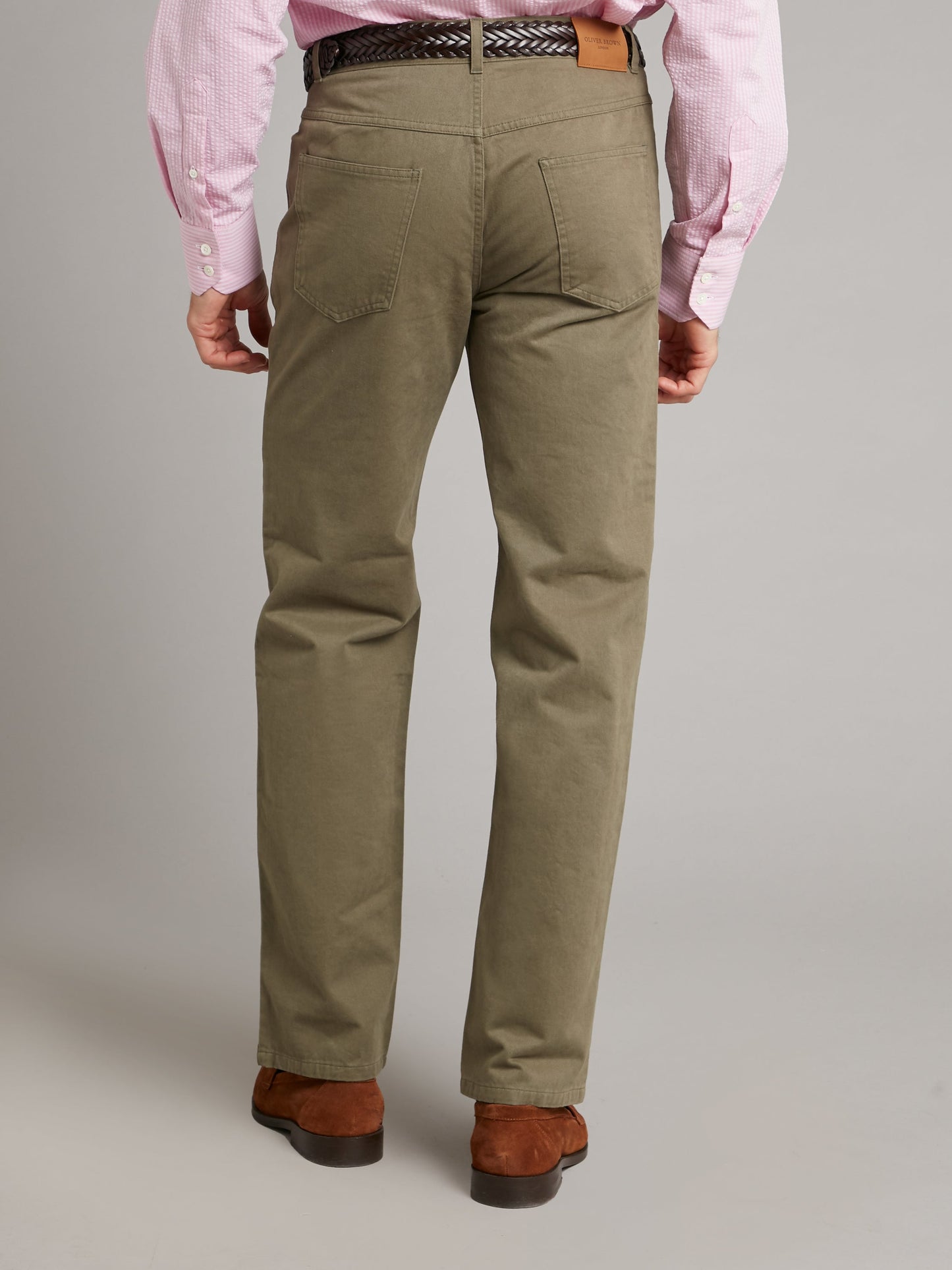 Sanded Cotton Jeans - Olive