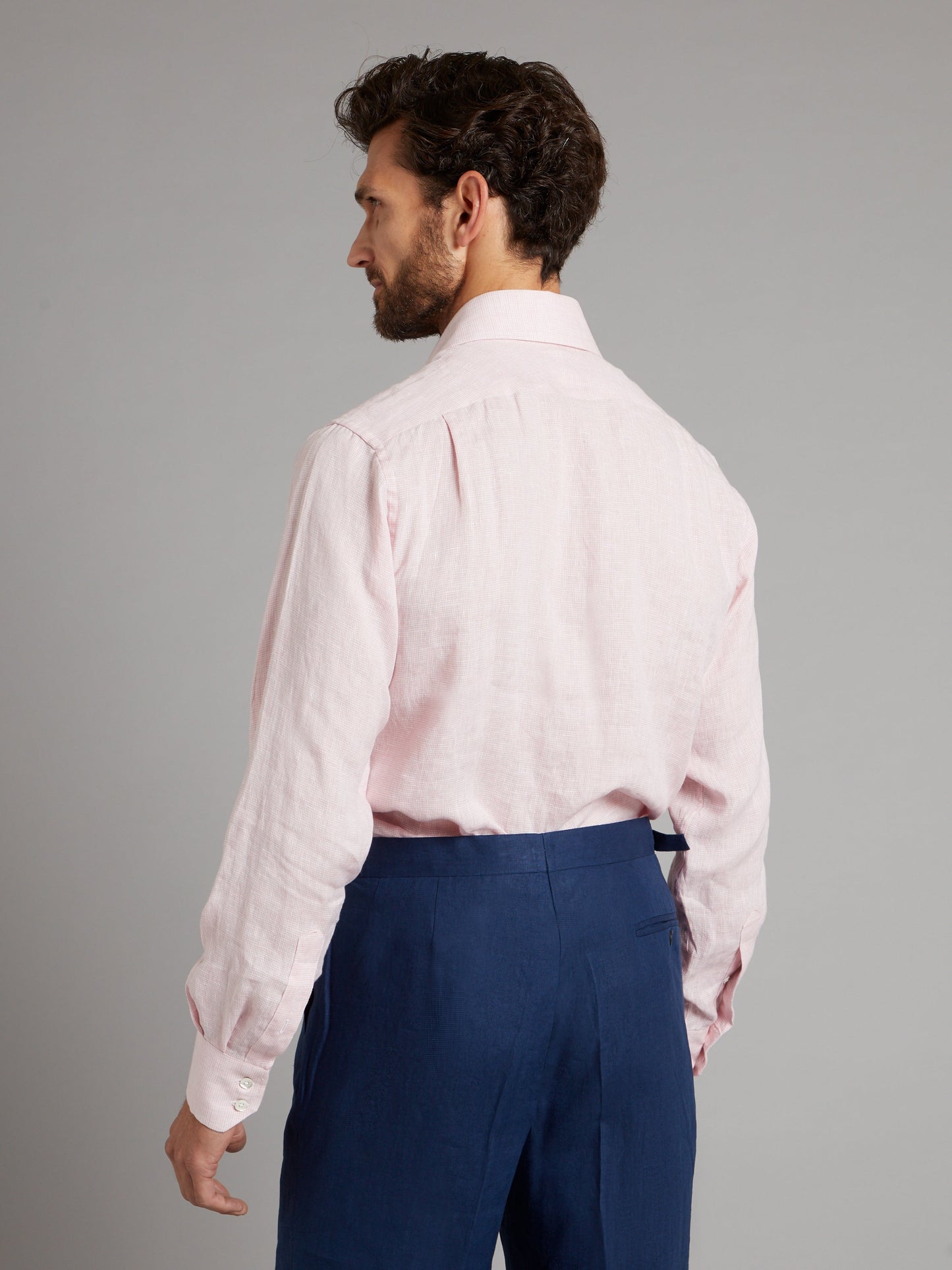 Linen shirt - Puppytooth Pale Pink