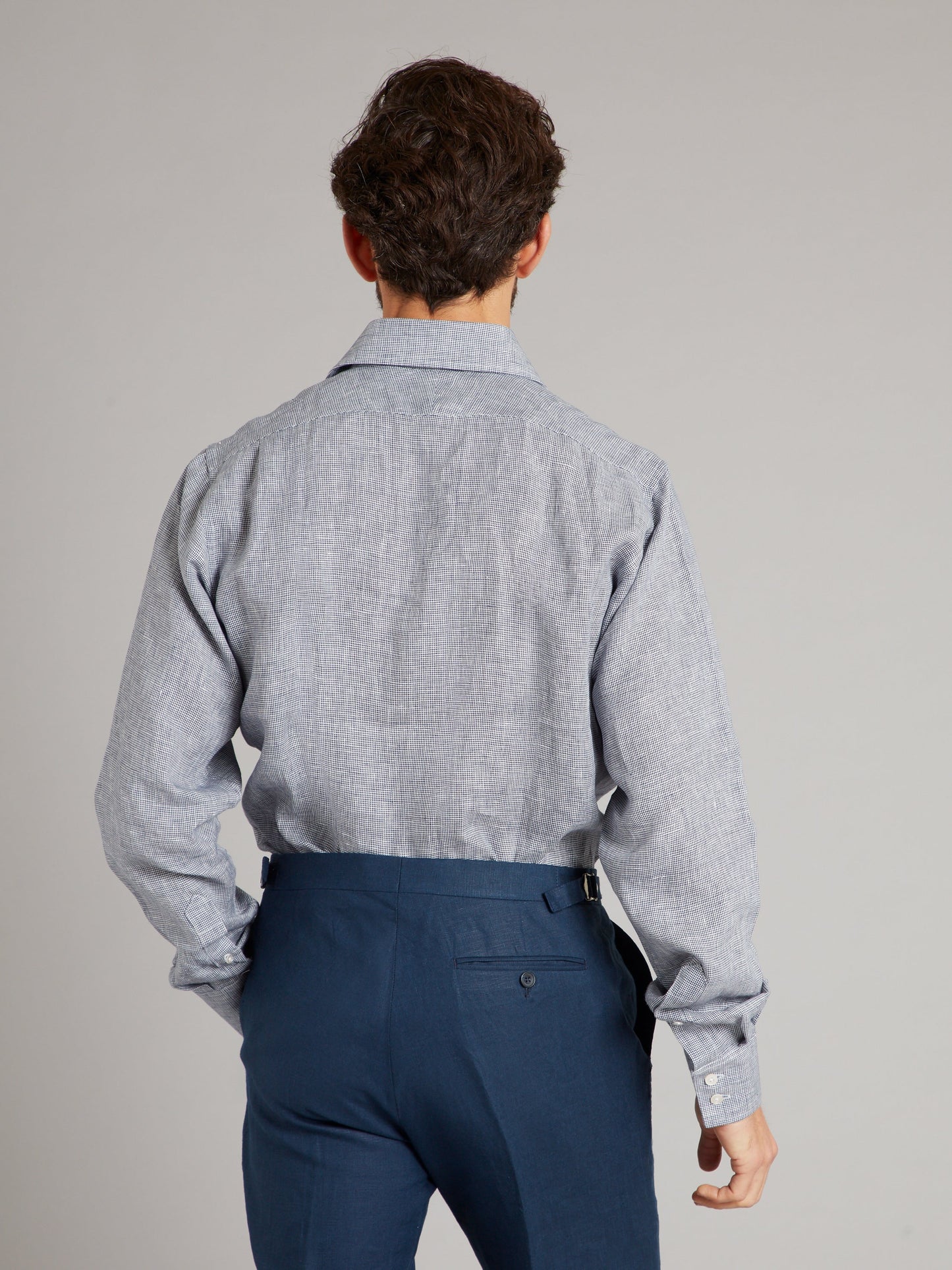 Linen shirt - Puppytooth Navy